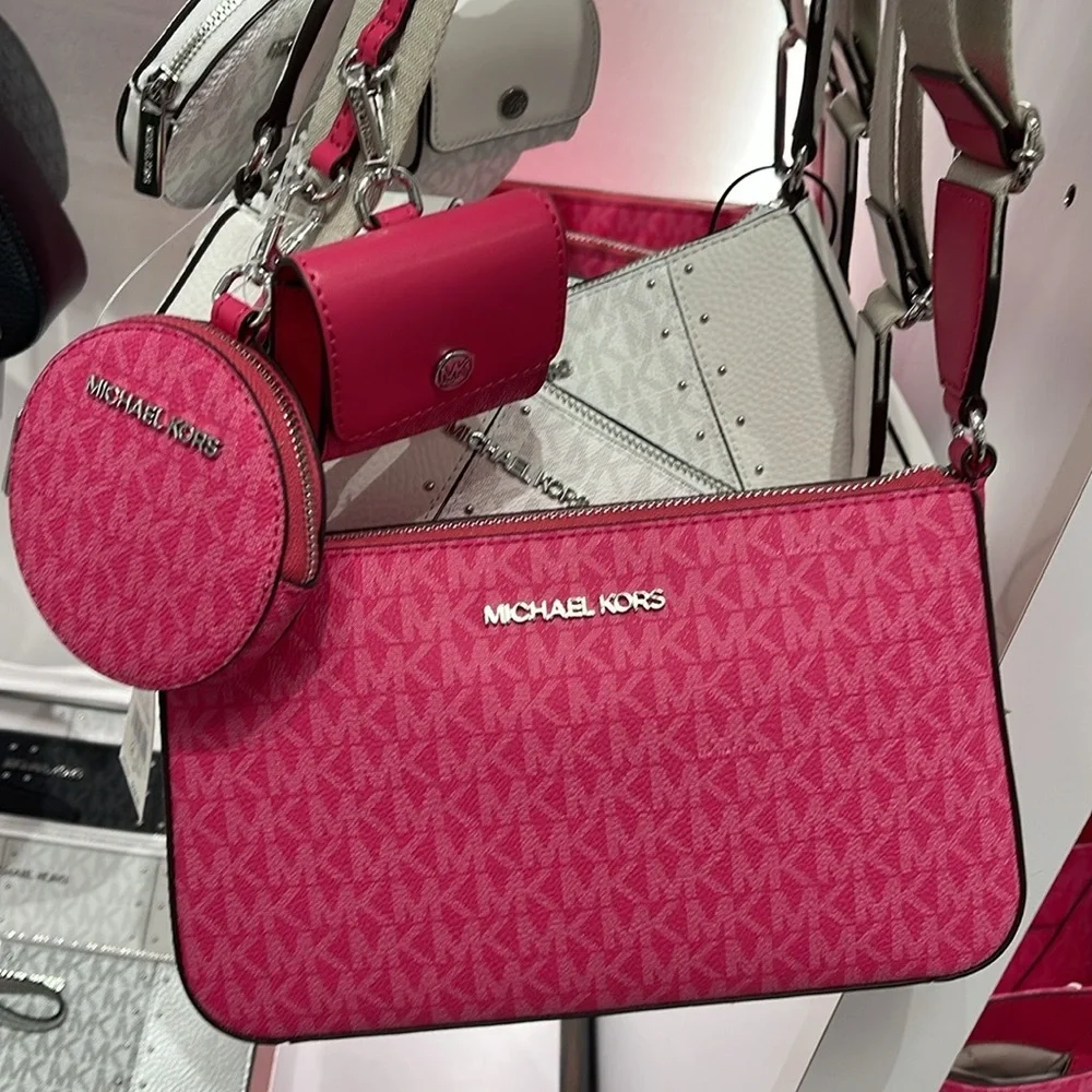 Michael Kors Jet Set Signature Logo Crossbody Bag with Case Apple Airpods Pro®
